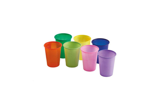 BICCHIERI IN PLASTICA COLORATI.